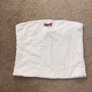 Brandy melville John Galt white tube top with roses!